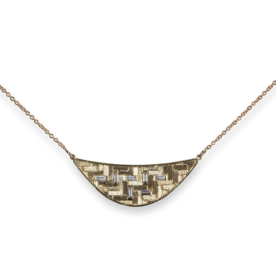 30x10mm Parquet Crescent Necklace