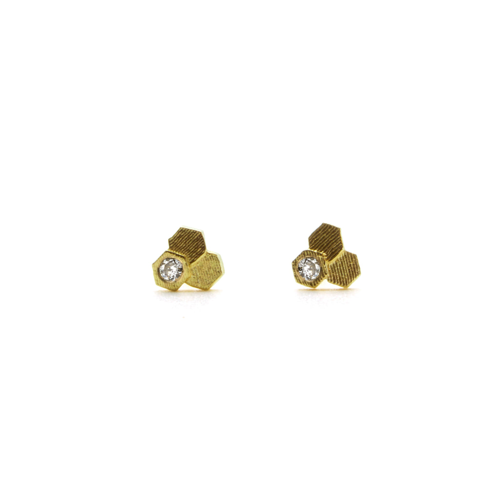 Three chaos Hex Stud earrings