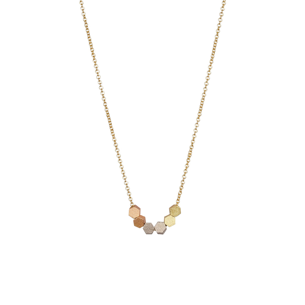 6 mixed colour chain hex bead necklace
