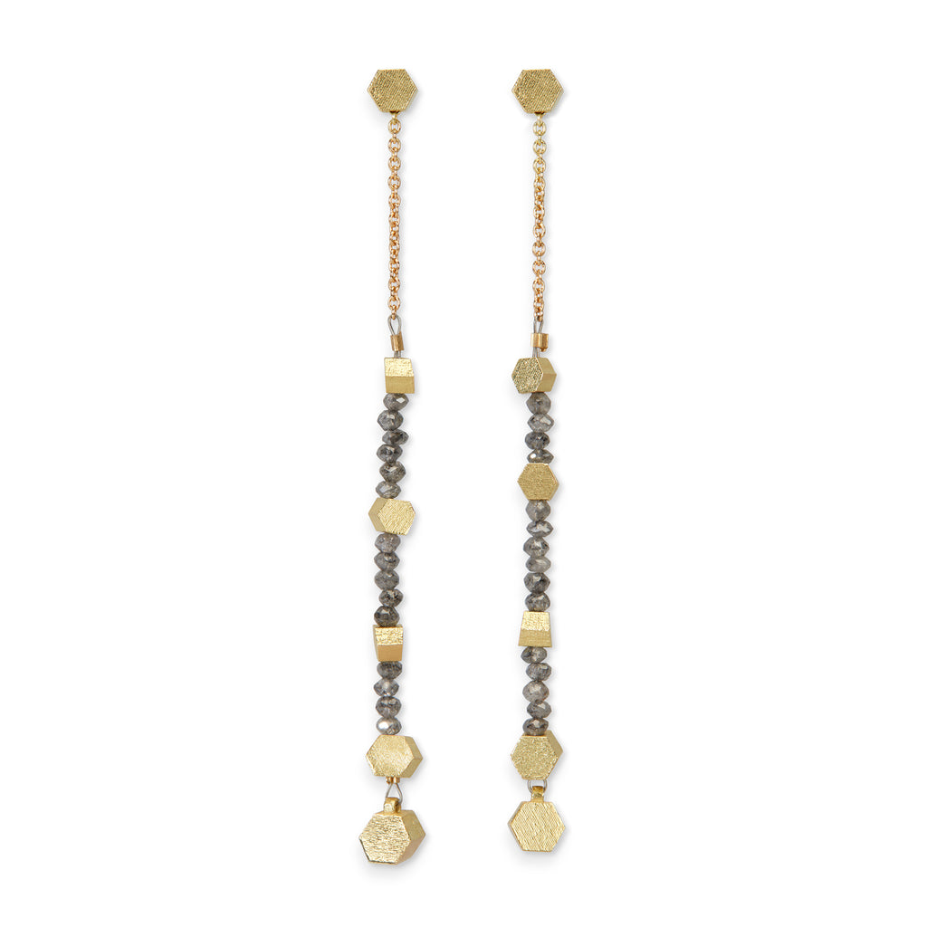 Chain Hex diamond drop earrings