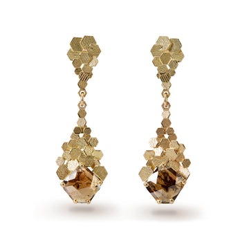 Chaos hex drop earrings with rose cut diamonds