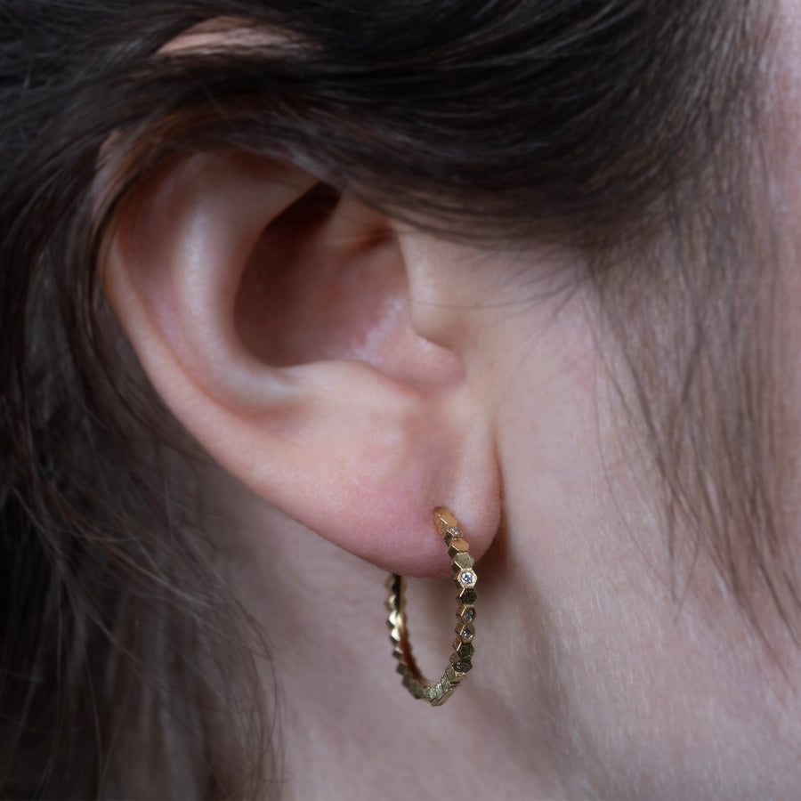19mm Single Hex Hoop Earrings