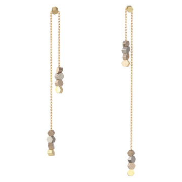 Double long chain hex drop earrings