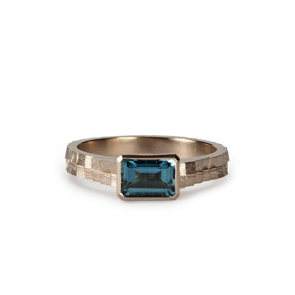 Double square band with 7x5 tourmaline