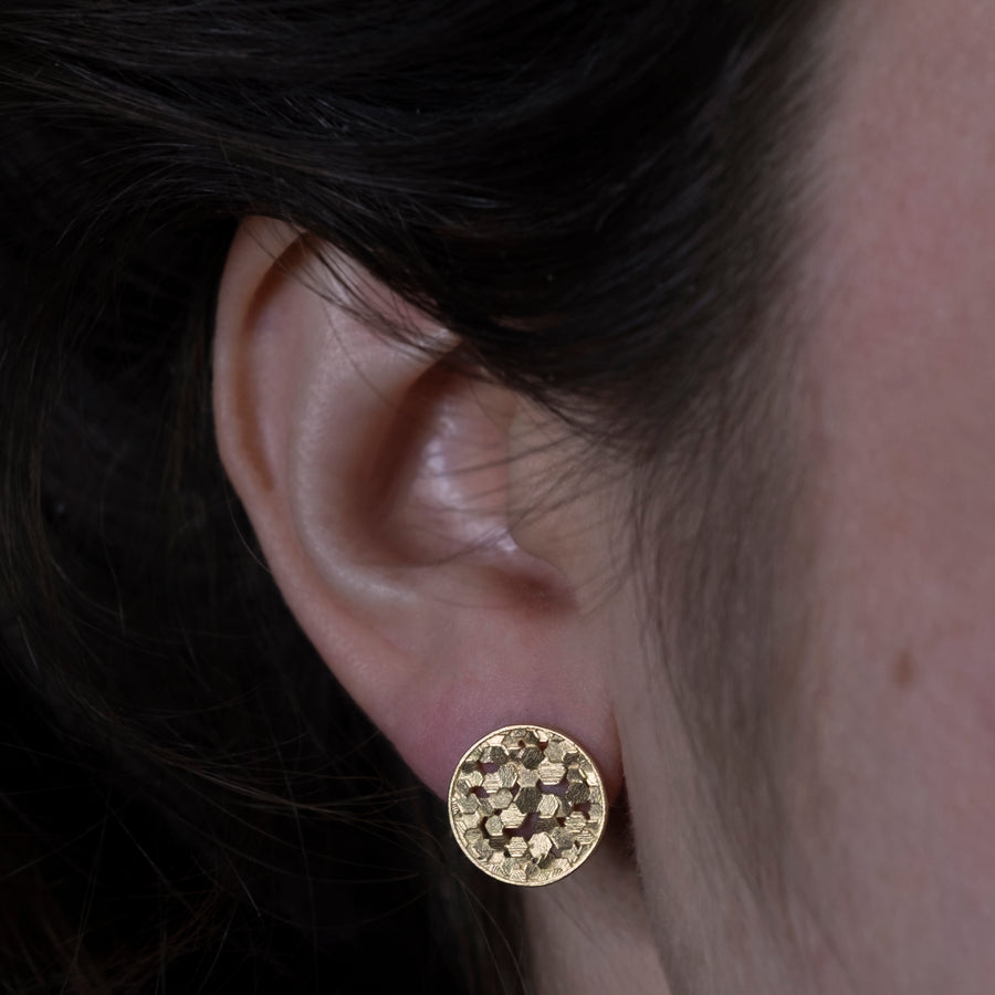 13mm Chaos hex disc stud earrings