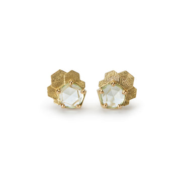 Aquamarine Chaos Hex Stud Earrings