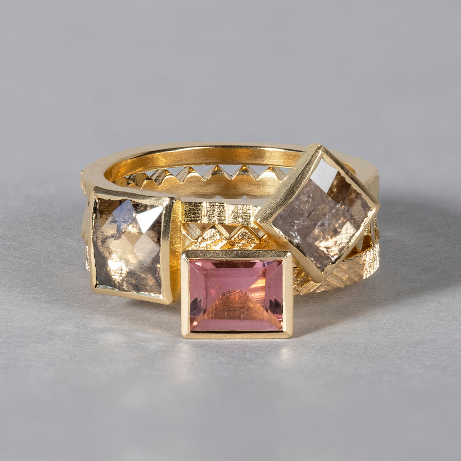 Single Parquet Checkerboard rosecut Diamond ring
