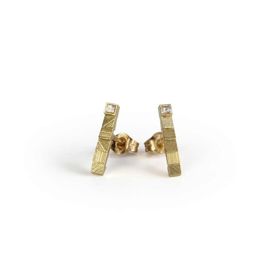 Square bar diamond studs