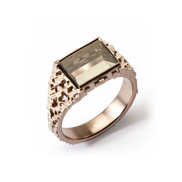 Tapered Cube Ring with Grey Tourmaline