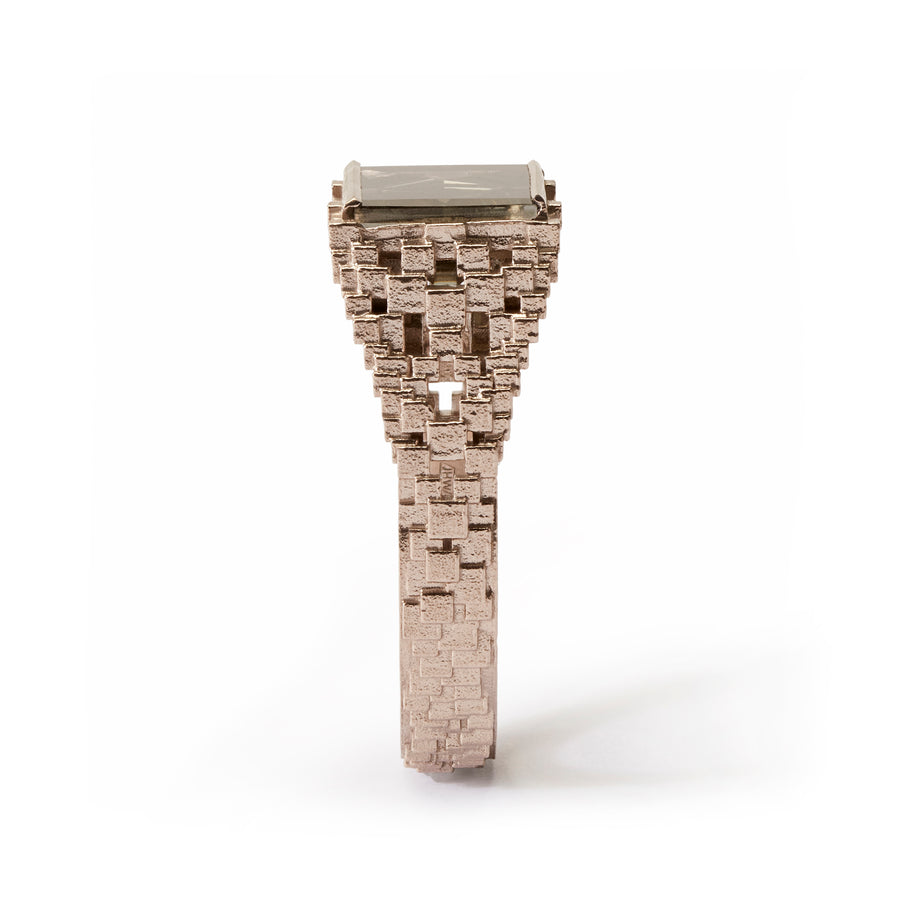 Tapered Cube Ring with Grey Tourmaline