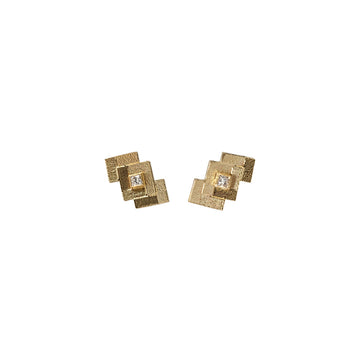 Double Chevron Parquet Stud Earrings